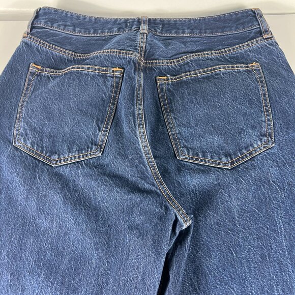 Abercrombie Fitch Jeans Womens 32x27* High Rise Loose Blue Raw Hem Denim Tag 31S - Picture 10 of 16